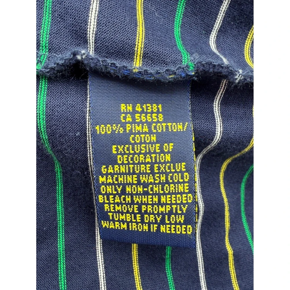 Polo Ralph Lauren Polo Shirt Men XXL Navy Blue Striped Cotton Pro Fit Big Pony